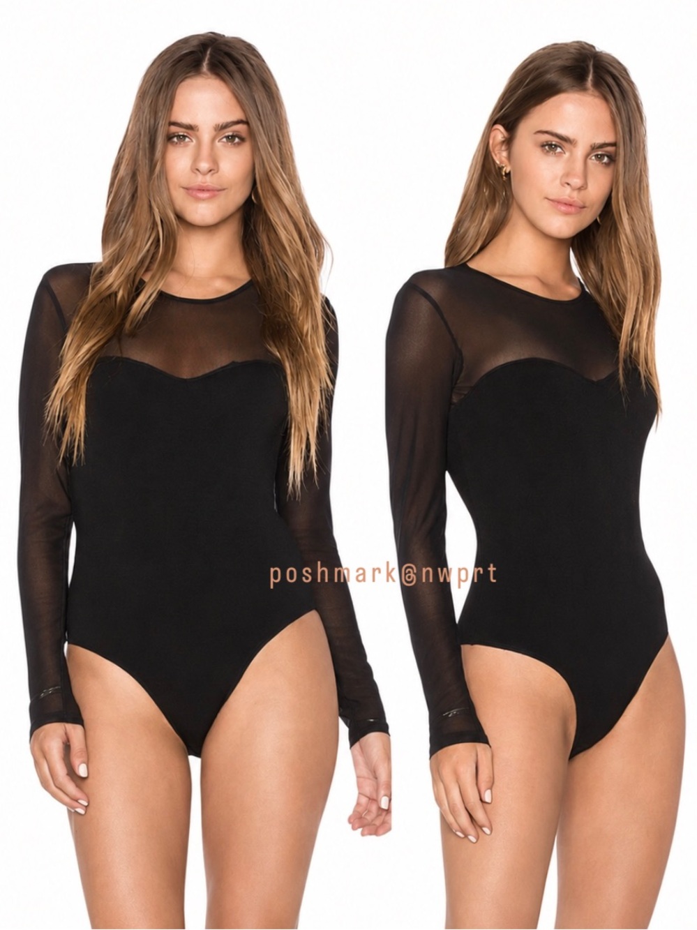 REFORMATION Pixie Mesh Bodysuit Sheer Yoke Black Top XS - Picture 10 of 10